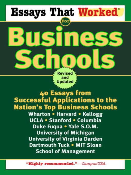 Title details for Essays That Worked for Business Schools by Boykin Curry - Available